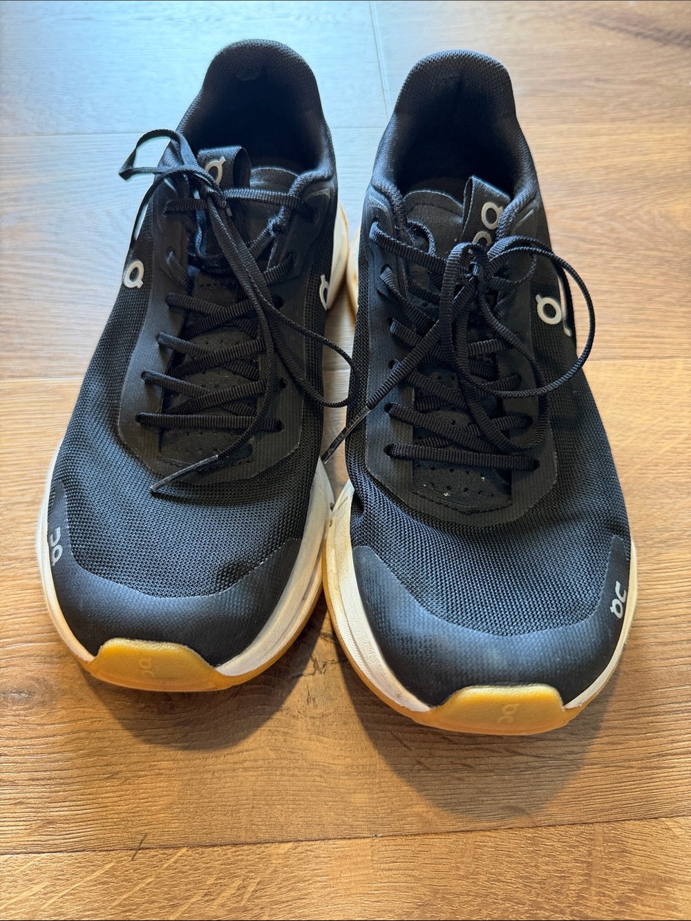 On Running Black & White Men’s Running Shoes with Yellow Accents